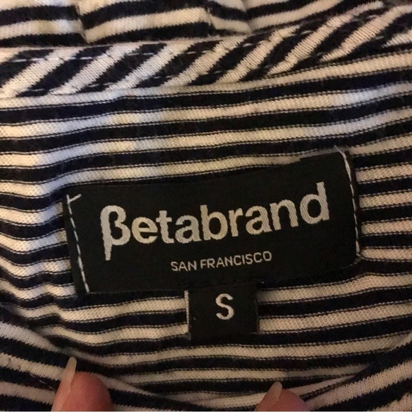 Betabrand Navy Blue White Striped Jersey Knit Dress Size S - Picture 2 of 5